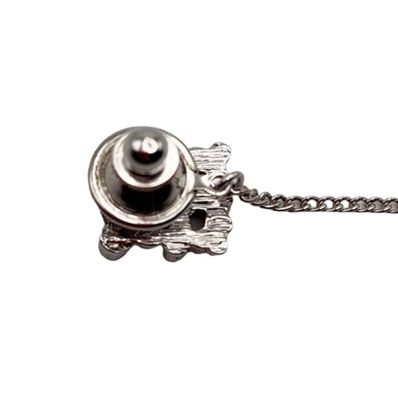 VINTAGE MCM Sherman Senator Rhodium Plated Nugget Cufflink and Tie Pin Set - Picture 4 of 7